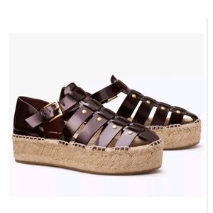 Tory Burch Fisherman Platform Espadrille Sandals Sz 6